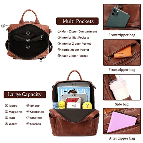 Image of AGLOD Leather Backpack Purse for Women Designer Ladies Shoulder Bag Fashion Faux Work Travel Handbags
