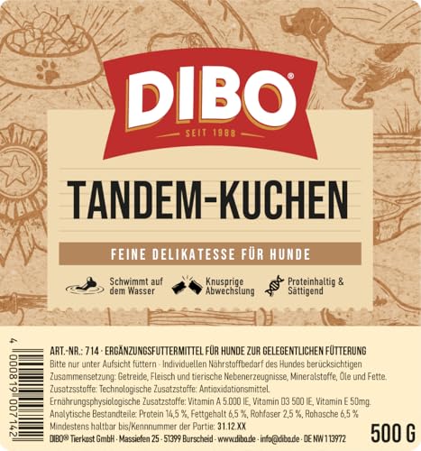 DIBO Tandem-Kuchen, 500g-Beutel, Backwaren als gesunde, natürliche Ernährung für Hunde von DIBO, Hundefutter, Barf, B.A.R.F., Leckerli, Hundekekse