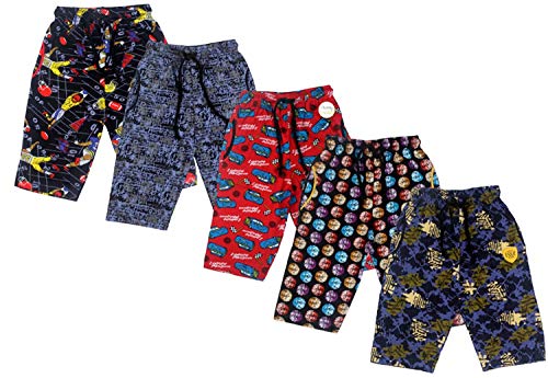 Image of Boys Cotton Printed Capri Shorts - Pack of 5 (Colour and Design May Vary)