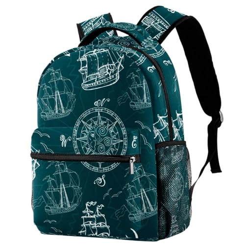 Sac à dos d'école motif voilier nautique multicolore pour fille et garçon 29x20x40cm