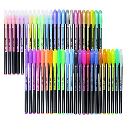 Fineliner Color Pen Set, 1mm Colored Fine Liner Sketch Drawing Pen, Pack of 48 Assorted Colors Gel Pens - Art Supply Colorful Gel Ink Pen School Office Ballpoint Pens