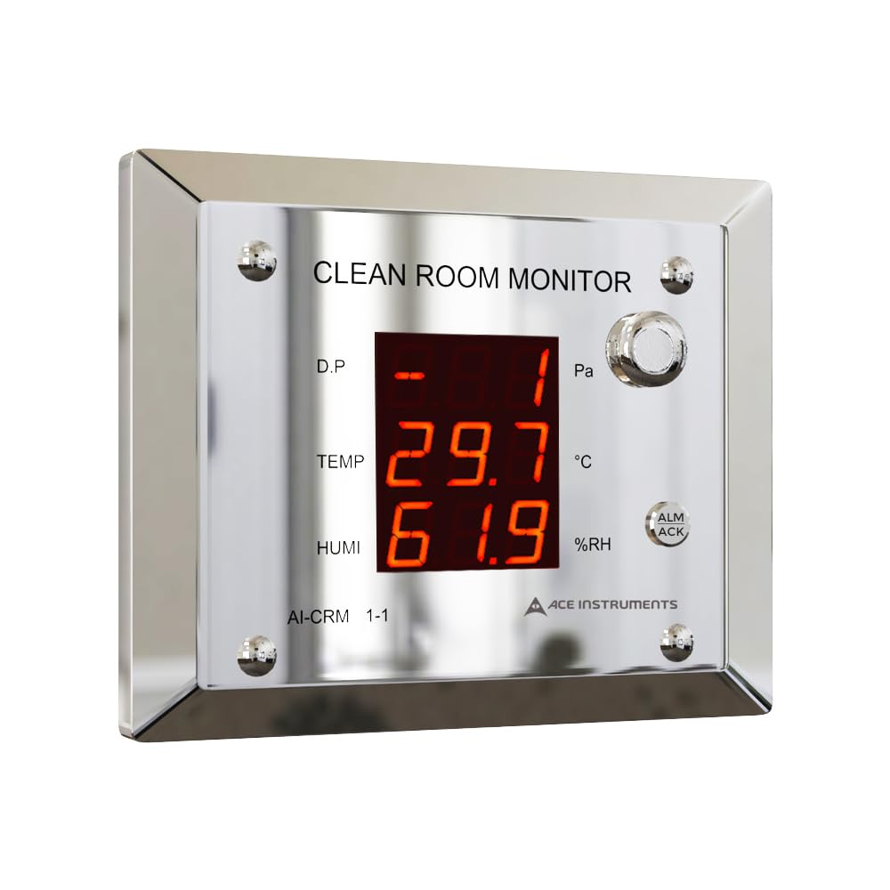 Clean Room Monitor with 3 Parameters (Diff. Pressure, Temp, RH) | Hospital OT Room monitor | Pharma Clean Room Monitor CRM 1-1