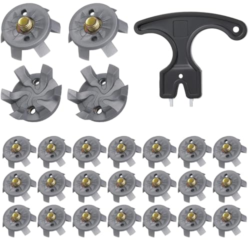 26 Pcs Golf Cleats Replacement Set with Spanner Tool, Black Spikes and Silvery Grey