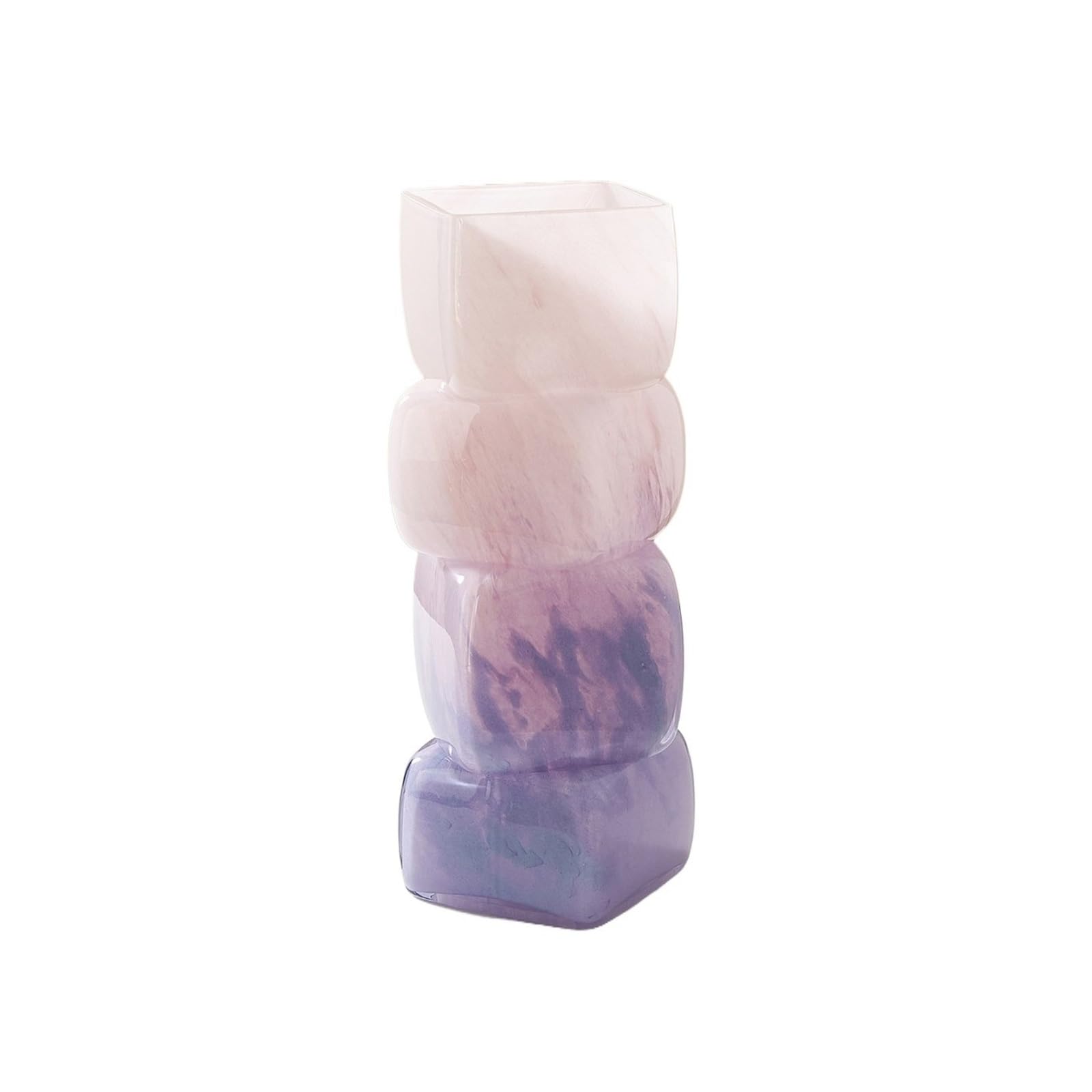 Wazon z kwiatami Szklany gradientowy dwukolorowy szklany salon artystyczna dekoracja Lekki, luksusowy wazon(Purple,Średni)