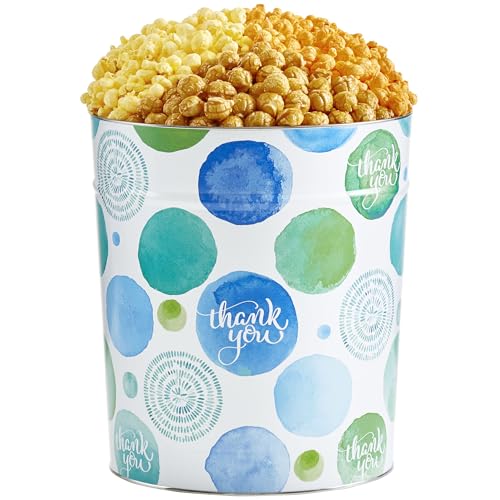 The Popcorn Factory Popcorn Gift Tin, With Many Thanks, 3.5 Gallons (Robust Cheddar, Butter,...
