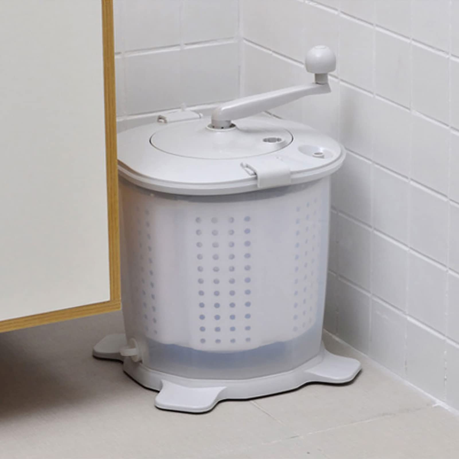 Cocoarm Mini Tragbare Manuelle Waschmaschine Wäschewäscher Handbetriebene Schleuder mit Abnehmbarem Schleuderkorb für Unterwäsche Socken Handtücher mit 4 Saugnäpfen für Zuhause Wohnheim
