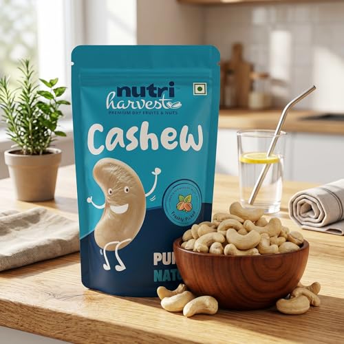 Image of NUTRI HARVEST Premium Natural Whole Cashews 200g Value Pack | Unsalted Kaju | Rich in Protein, Magnesium & Phosphorus | Crunchy, Nutritious & Delicious Nuts | Healthy Dry Fruits Snack (Pack of 1)