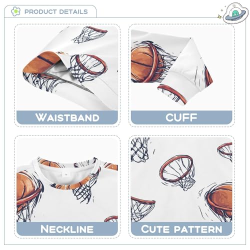 JUNZAN Basketball White Big Boys Hoodie Sweatshirt Fleece Outerwear for Kids Athletic 4T3