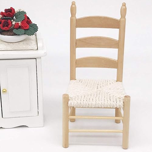 Miniatura 7 de VGEBY Silla vintage de madera en miniatura para accesorios de muñecas 112 (Burlywood)