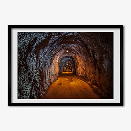 Cadre photo MDF 50x70 cm Tulup avec affiche de tunnel souterrain pour déco murale