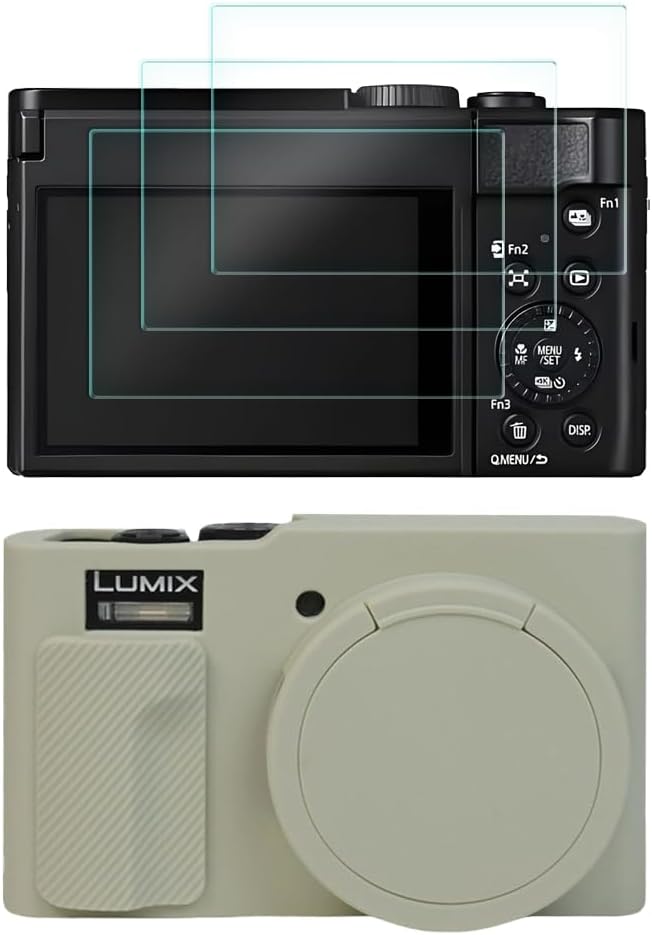 Screen Protector Compatible for Panasonic Lumix ZS99 Digital Camera,Tempered Glass Film Anti-Scratch High Definition and Soft Silicone Case (lumix zs99 M-W)