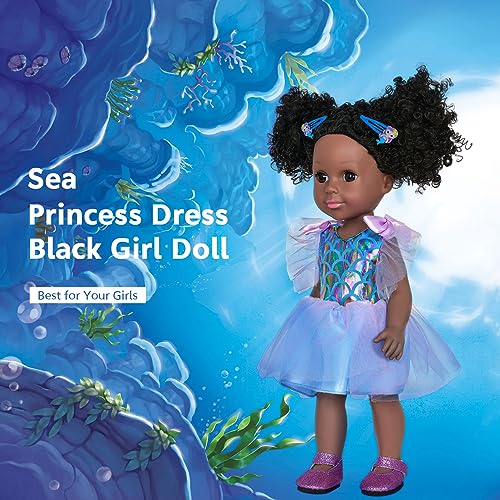 Muñeca negra realista con vestido y accesorios 14.5 pulgadas miniatura 5