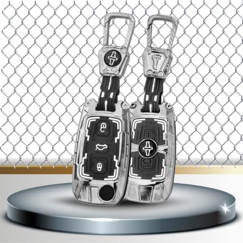 Image of KEYCEPT Premium 3 Button Remote flip Key Shell Compatible for Skoda Octavia, Laura, Superb, Fabia, Rapid, Polo, Vento, Jetta, Ameo, Passat. (Metal Armor)