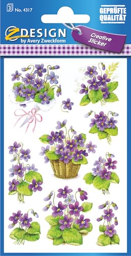 AVERY Zweckform 4317 Deko Sticker Veilchen 30 Aufkleber
