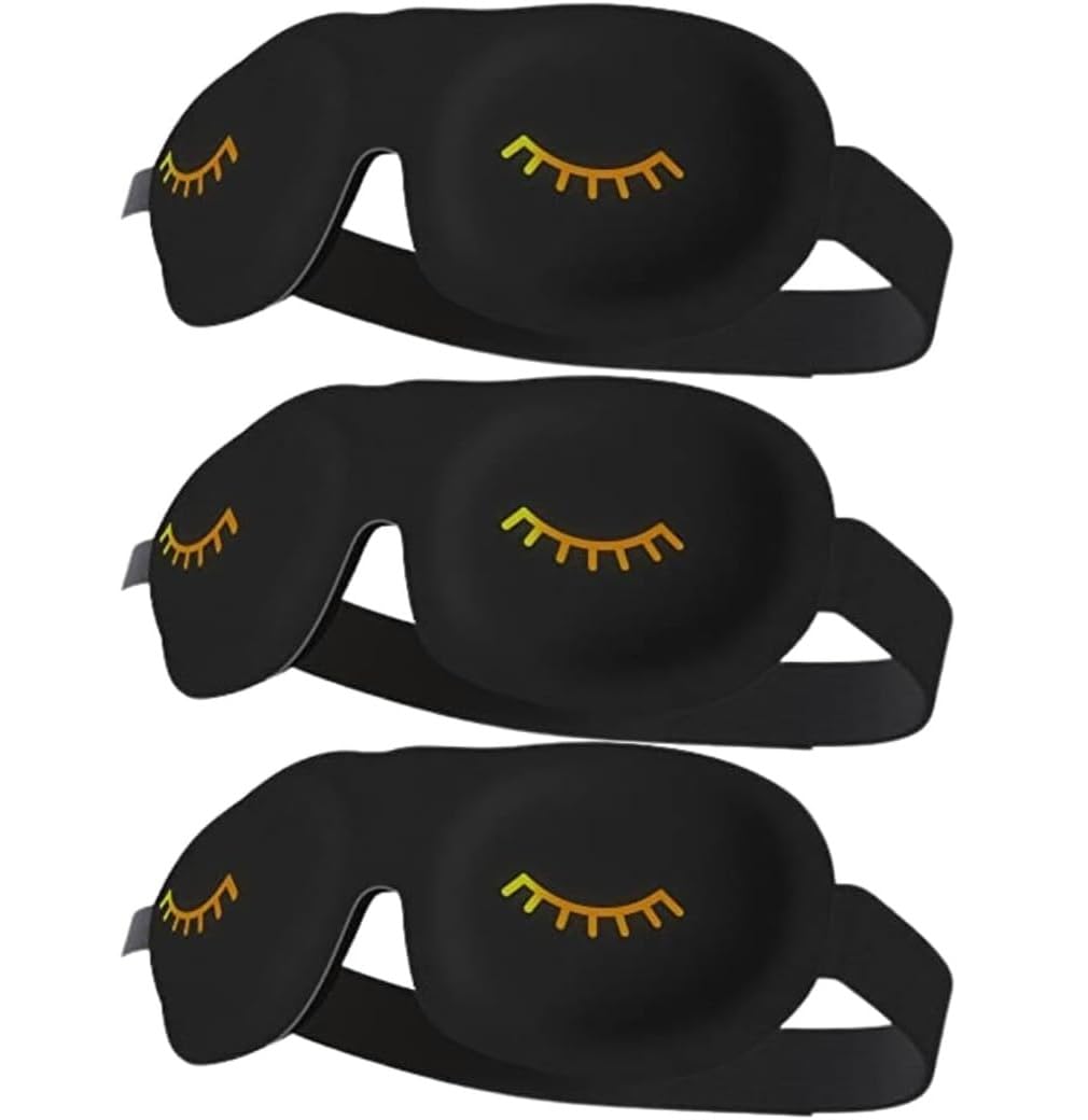 SMUG 100% Blackout Sleep & Eye Mask (3Pack) Eyelash Extension Friendly - Eye Masks for Sleeping - Sleep Masks for Women & Men - Straps for Dream Comfort & Adjustability - Black Wink