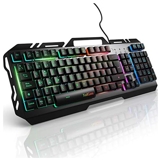 Teclados Gaming, TedGem Teclado Gaming, Teclado USB, Teclado Gaming PS4 LED Retroiluminado con Cable USB, Teclado para PC / Laptop / PS4 / Xbox One (Teclados Español, Negro)