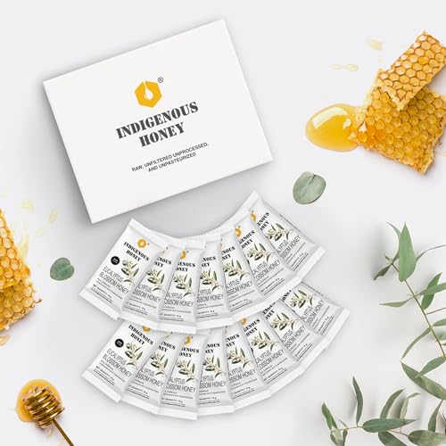 Image of INDIGENOUS HONEY Organic Eucalyptus Honey Natural Raw Pure Unprocessed Added Sugar Free NMR Tested Unpasteurized Unheated 15 Travel Sachets 15g Each Total 225g