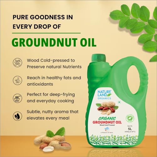 Natureland Organics Groundnut/Peanut Oil 5 Ltr. - Cold Pressed Organic Healthy Oils - Image 4 thumbnail