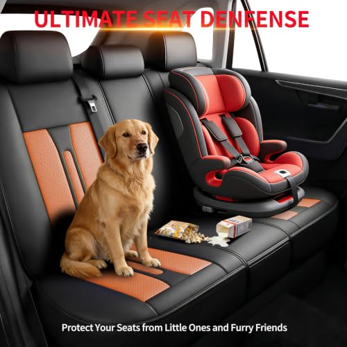 Image of Fit Terrain Car Seat Covers (5 Seats Full Set) Compatible with GMC Terrain 2010-2024 2025 2026 - Full Coverage Premium Breathable Leather,Airbag Compatible,Waterproof & All-Weather,Black-Brown