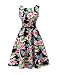 Yeokou Womens Sleeveless Floral Knee Length Cotton Hawaiian Flare Tank Dress (Small, Floral-01)