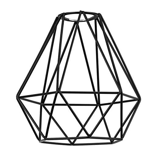 EE Eleven Master Lighting Metal Cage Lampshade for Pendant Light Cord Kit Vintage Lamp Holders Hanging Lighting Cord Fixture Farmhouse Bedroom Dining Room Decoration (1 Pack/Diamond Shape)