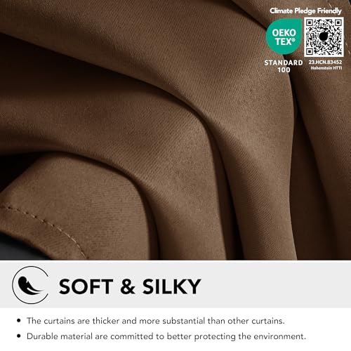 Image of Deconovo Thermal Curtain Heat Protection Opaque with Eyelets Brown