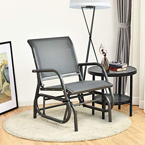 image for Giantex Swing Glider Chair W/Study Metal Frame Comfortable Patio Chair