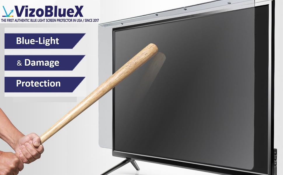 Image of VizoBlueX 77 inch Blue Light and Damage TV Screen Protector. Protection Shield & Anti-Blue Light Filter Blocking UV for LCD LED 4K OLED QLED (67.7 x 39.2 inch)