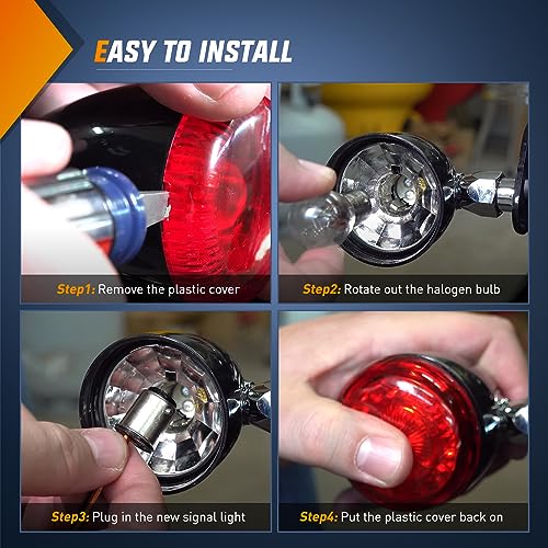 Image of Nilight LED Turn Signal Rear Brake Running Lights 1157 Double Contacts Plug and Play for Harley Davidson Dyna Sportster Touring Street Glide Road King Iron 883