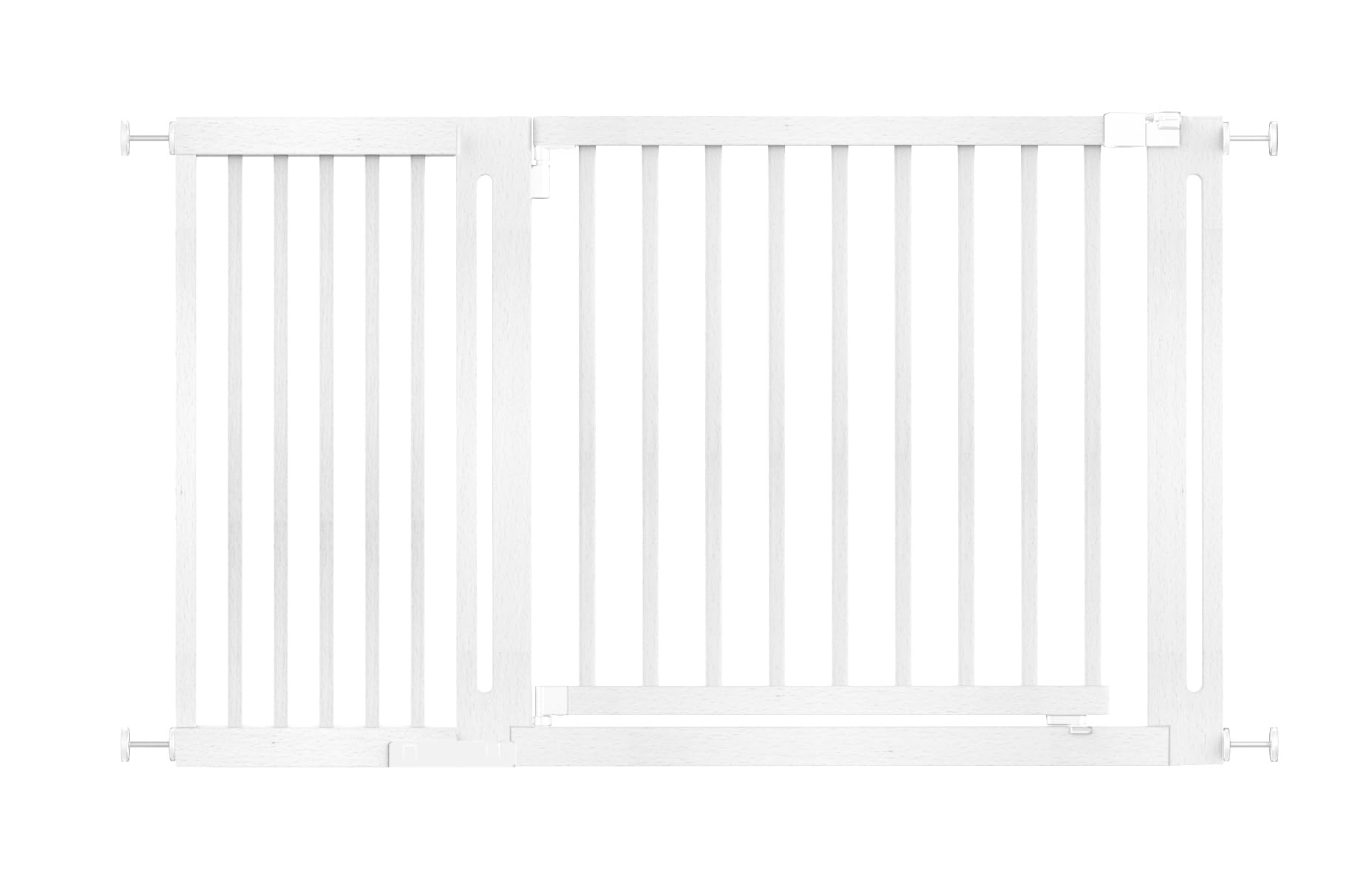 Safetots Puerta Elegante de Seguridad de Madera para Bebés, Blanca, 135cm - 143cm, Puerta de Seguridad con Ajuste por Presión, Puerta Extra Ancha de 73cm, Puerta Extra Ancha