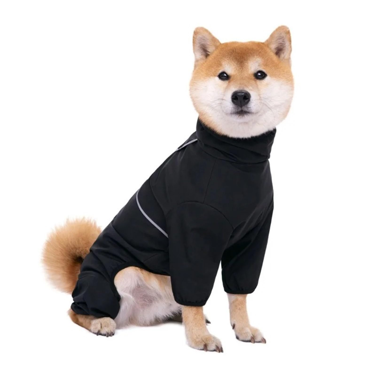 Dog Rain Overalls Reflective Raincoat Waterproof Adjustable Pet Breathable Clothes Rainy Weather(Black,5XL)