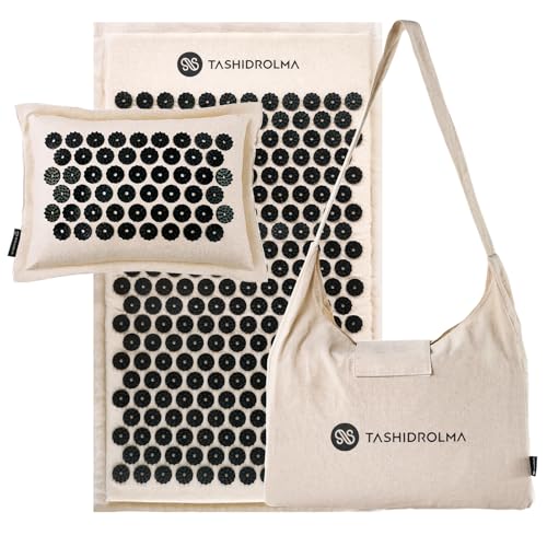 TASHIDROLMA Akupressurmatte Matte set, Akkupressmatte Akupressurmatte Mit Kissen und Tragetasche, 254-Pin, 27-Punkt-matte zur Entspannung von Rücken, Nacken und Füßen