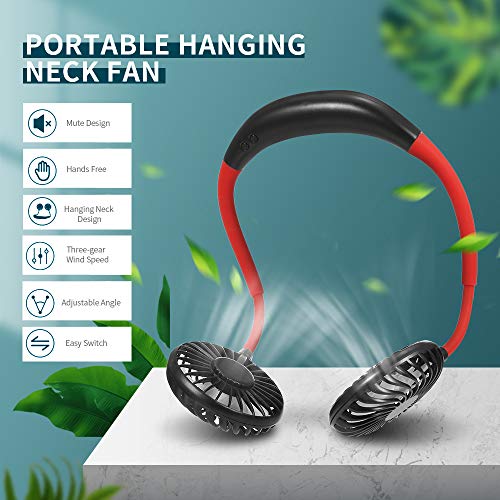 KKmoon Ventilador portátil pendurado no pescoço Ventilador portátil mini USB recarregável Ventilador