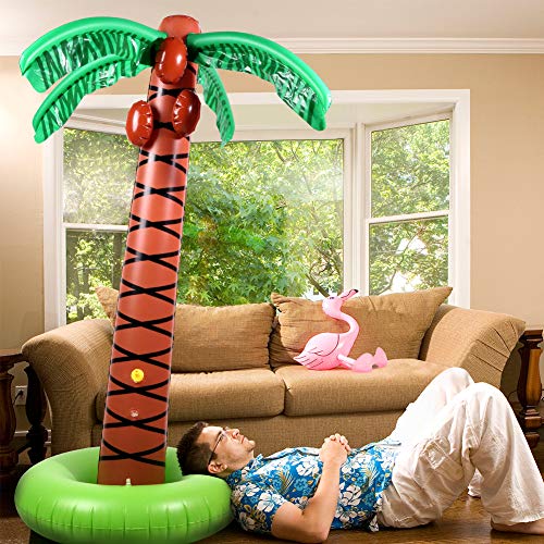 TNELTUEB Inflatable Palm Tree, Sprinkler Toy 67'', Water Play Sprayer for Outdoor Party Lawn Backyard Water Toys with Hose Clamp for Toddler, Kids, Family