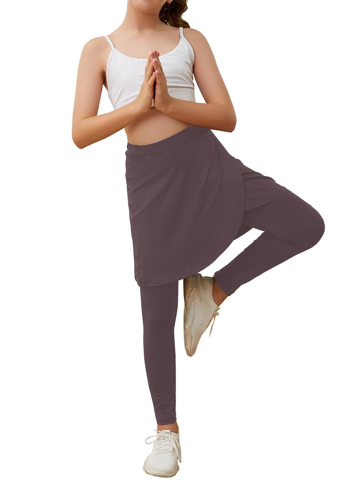 CharmWM Faldas de cintura alta elástica para niñas, lindas faldas deportivas para golf, tenis, leggings