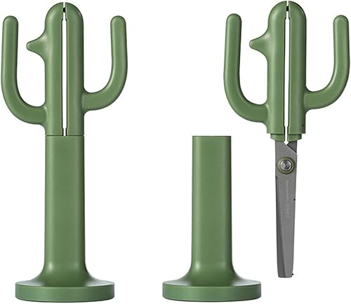 Tijera con forma de cactus, tijeras de corte de papel de titanio antiadherentes para oficina y hogar, tijeras afiladas de acero inoxidable de 7