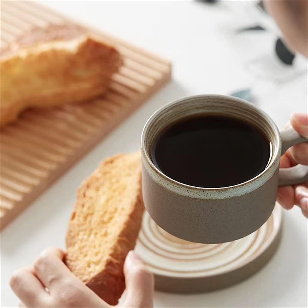 Japanese Ceramic Cappuccino Coffee Cup And Saucer Set Handmade Pottery Mug(D)