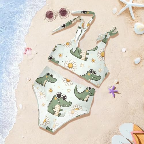 Girls' Bikini Set, Cute Little Daisy Cartoon Crocodile Kids Swimsuit 2 Pcs Beach Bathing Suit4