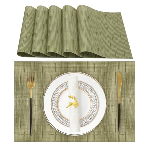 Lumaca Tovagliette Americane Lavabili, Set di 6 Tovaglietta Colazione (70% PVC,30% Poliestere),Resistenti al Calore, Antiscivolo,per Tavolo da Cucina e Ristoranti,Verde