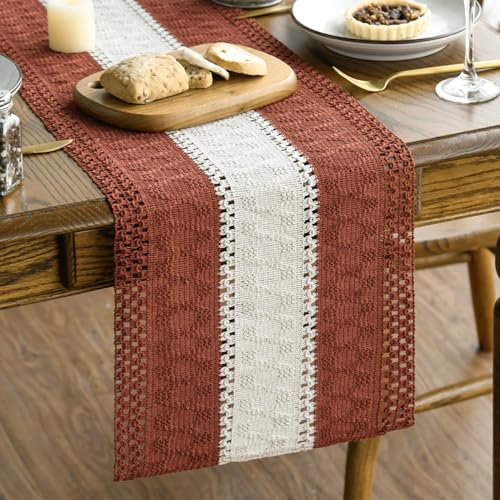 Caramel Farmhouse Woven Table Runner 12x60 Inch - image 1