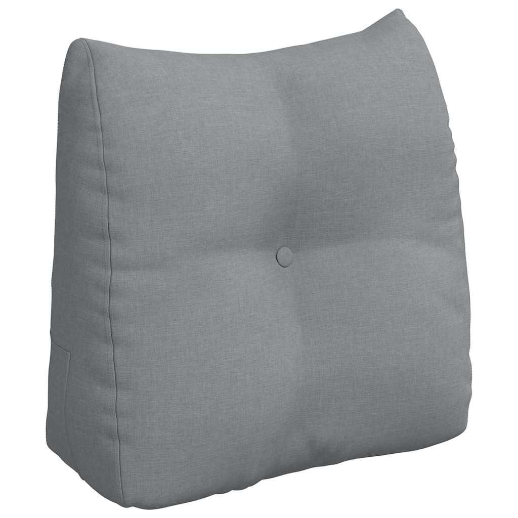 Cojín de respaldo gris claro, 45 x 24 x 50 cm, tejido aterciopelado, cojín ergonómico en cuña con fijación de botones y funda extraíble para cama, sofá, salón y oficina en casa