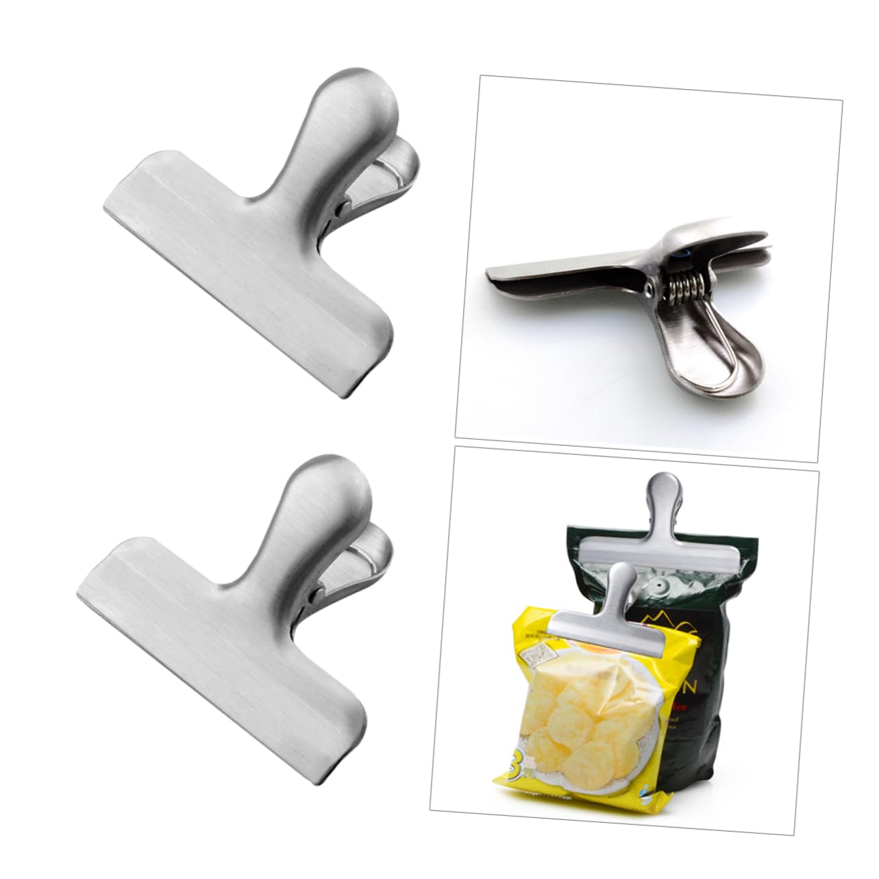 10 Stück Edelstahl Lebensmittelbeutelklammern 7, 6cm Silber