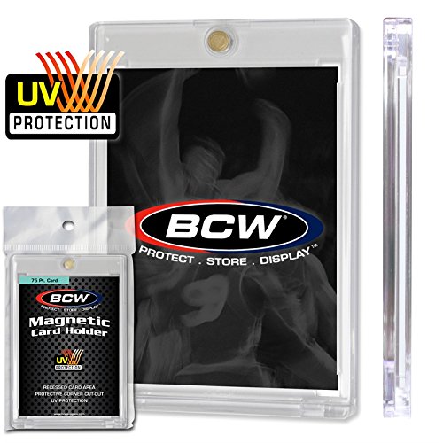BCW Magnetic Card Holder - 75 PT Thickness - 1ct | Protective Display Card Case with Secure Gold Magnet Closure | UV Protection, Quick Access Design for Sports, Gaming, and Collectible Cards