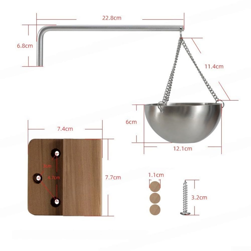 Elegante cuenco de aromaterapia de sauna con brazo oscilante para saunas de madera de cedro, 200 ml, soporte para taza de aceite de acero inoxidable