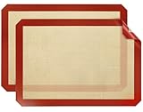 Silicone Baking Mat, 2 Pack Silicone Mats for Baking, Convenient Nonstick Baking Mat, Silicone Baking Sheet for Cookies, Candy, Bread and Pastry, Reusable Baking Sheet Liners, 26' x 11' Pastry Mat