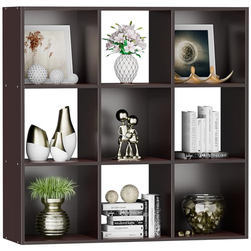 SUPER DEAL 9 Cube Storage Organizer, 3 Tier Bookshelf Open