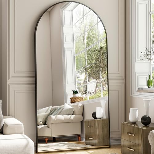 41"x81" Extra Large Arched Full Length Mirror - Leaning Mirror Arch Wall-Mounted Mirrors - Aluminum Alloy Frame Modern Simple Home Decor - for Living Room Bedroom Cloakroom