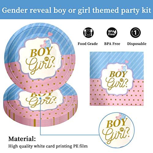 AINIUNIU 32 Pcs Boy or Girl Gender Reveal Party Tableware Set Baby Shower Baby Reveal Paper Plates Paper Napkins Baby Shower Baby Gender Reveal Decorations for Party Supplies 16 Guests - Image 3