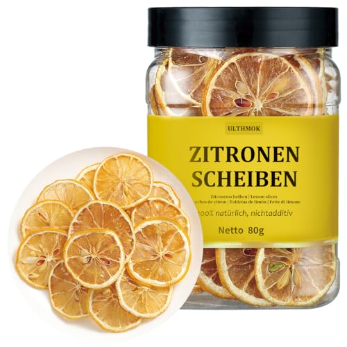 ULTHMOK Rodajas de Limón Desecado de 80 g - Limón Desecado 100% Natural Sin Aditivos Ni Azúcares Añadidos