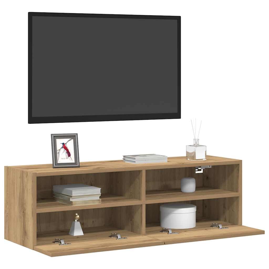 Générique Meuble TV Mural chêne Artisanal 100x30x30cm Bois d'ingénierie,Meubles, Meubles TV,862190